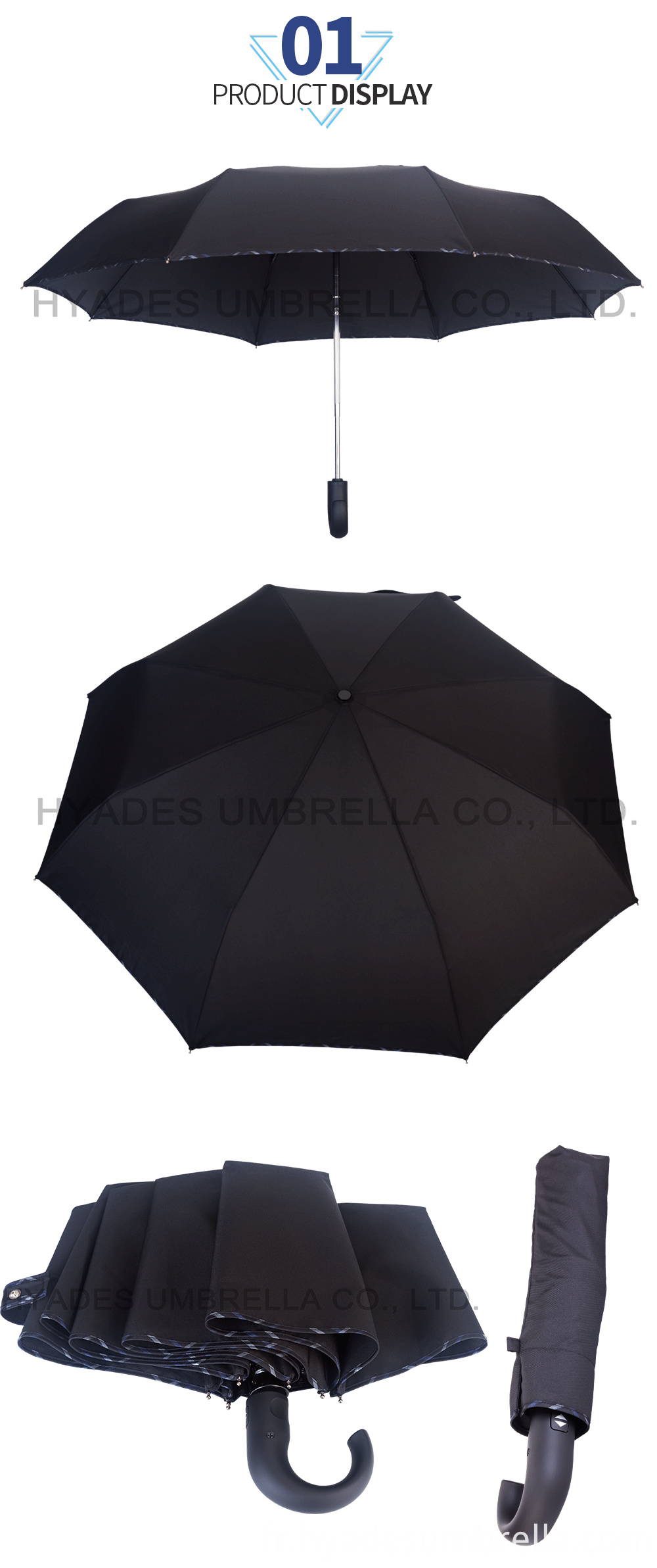 Parapluie Pliant Homme Couleur Noir Mens Folding Umbrella Black Color